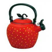 Whistling enameled tea kettle