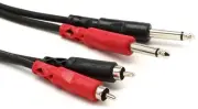 Hosa CPR-204 Stereo Interconnect Cable - Dual 1/4" TS Male to Dual RCA Male -