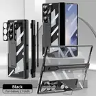 For Samsung Galaxy Z Fold 6 5 4 3 Plating Hinge Protection Case + Film + Stylus