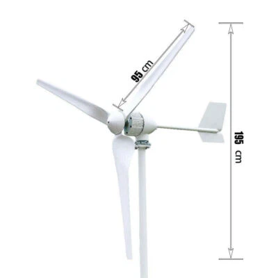 2000W 24V 48V 3Blades Wind Turbine Generator W/ Charge Controller Windmill Power