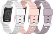 Sporty Wristband Accessories Watch Case Cover Protector Protective Clear TPU Rugged Band Case intended for Fitbit Charge 5 (White+Pink+Purple)