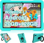 Kids Tablet Android 14 Tablet, 2024 Newest 10.1 inch Tablets, 20GB+128GB/1TB Expandable, Tablets with WiFi 6, Octa-Core, Widevine L1, Parental Control, Dual Camera, Tablet EVA - Green