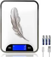 Kitchen Scale Digital Food Scale, 15kg/33lb High Precision 1g/0.1oz, Type-C Rechargeable with Waterproof Tempered Glass Platform - Perfect for Coffee Brewing, Baking, LCD Display