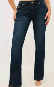 Womens Pants True Religion Becca Mid Rise Flap Bootcut Dark Wash Muddy Waters 26