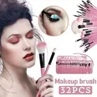 32Pcs Makeup Make Up Eyeshadow Powder Brush Set Cosmetic Tool Kit Leather Case