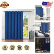 Effortless Glam: Royal Blue Sliding Door Curtain 120"x96" - Energy Saving Design