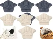8Pieces Heel Cushion Inserts, Anti-Slip Lether Heel Grips Liners Shoe Pads Reusable Adhesive Comfort Thick Back Insoles for Boots - Sport Shoes Heel Blister Protectors for Women & Men Loose Shoes Too Big (2Pair Beige+2Pair Blue)