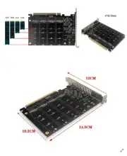 PCIe x16 Adaptor 1 PC For QUAD M-key M.2 NVMe SSD PCIe Bifurcation Required