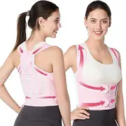 Vervex - Posture Corrector for Men and Women,Back Brace,Breathable, Adjustable, Back Corrector, Scoliosis and Hunchback Correction, Back Pain, Spine Corrector, Posture Trainer(Pink, M)