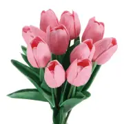 24pcs Tulips Artificial Flowers, Artificial Flowers Fake Tulip Stems (Dark Pink)