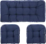 3 Piece Settee Cushion Set, Patio Wicker Cushions 1 Loveseat Cushion