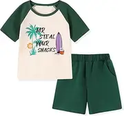[SOLOYEE] Toddler Baby Boy Clothes Summer Outfits Sleeveless Waffle-Knit Tank Tops T-Shirt+Casual Shorts 2Pcs Clothing Set 1-5T
