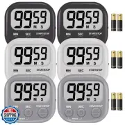 6-Pack Digital Kitchen Timer, 99-Min 59-Sec Countdown and Stopwatch, Loud 100