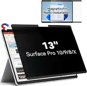 IPROKKO Magnetic Privacy Filter for Microsoft Surface Pro 10/9/8/X -13 Inch, Removable Anti Spy Blue Light Privacy Screen Privacy Screen Privacy Screen Privacy Filter Privacy Film