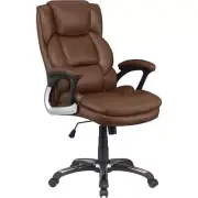 Bowery Hill Adjustable Height Office Chair with Padded Arm in Brown and Black