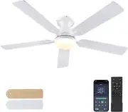 Ceiling Fan, 56" Flush Mount Ceiling Fan with Light and Remote/App Control, Low