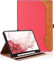 Samsung Galaxy Tab S9 Plus Case for Tab S8 Plus/ S7 Plus/ S7 FE 12.4 inch - [S Pen Holder] Flip Folio Tablet Case with Auto Wake/Sleep Front Pocket Smart Cover, Rose red