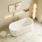Mercio Tyler 1500, 1700mm Freestanding Fluted Bathtub Gloss White with Overflow