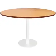 Rapidline Circular Meeting Table White Satin Disc Base 1200mm Beech Top