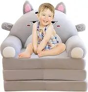 Folding Sofa Bed - Plush Comfy Lounge Sofa, Children's Lazy Lying Sofa with Cartoon Animal Design | Cozy Kids Sofa Chair, Foldable Kindergarten Sofa for Reading, Playing Video Games, Relaxing
