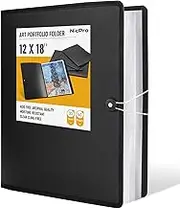 Nicpro 12x18" Art Portfolio Folder, 30 Pockets Display 60 Pages Art Painting Portfolio Binder with Clear Plastic Sleeves, Presentation Storage Book for Kids & Artists Artwork Drawing - (Black)