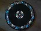 2' round Design black marble side coffee Table Top inlay malachite stone work