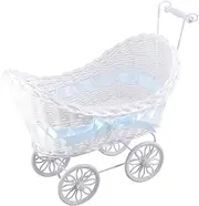 Elegant Cane Basket for Stroller Baby Items Wedding Decor Mini Stroller Ornament Shower Basket