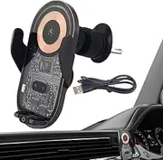 Wireless Car Charger - 15W Fast Charging Wireless Car Phone Charger - Transparent Phone Holder, 360 Degree Rotatable Sturdy Phone Mount for Mobile Phone
