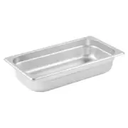 Anti-Jam Steam Pan Third-Size Reinforced Stainless Steel 2 1/2"D 25 Gauge