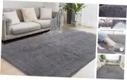 8x10 Grey Fluffy Rug, Ultra Soft Area Rugs for 8' x 10' (Rectangular) Dark Grey