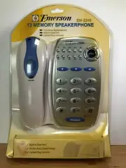 Emerson Speakerphone EM2248 Silver White Corded Phone 13 Memory NEW SEALED