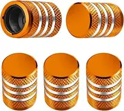 DECURCAR Tire Valve Stem Caps - (5 Pack) Tire Air Caps Metal with Plastic Liner Corrosion Resistant Leak-Proof for Car Truck Motorcycle SUV and Bike Orange