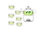 My Decorations 10 Wholesale Sets Of Gongfu Chinese Ceremony Tea 6 Glass Cups With Infuser And Tealight Candle Pot Warmer Teasets