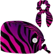 [YTYVAGT] Scrub Caps Women,Scrub Hats Suitable for Women,Animal Zebra Purple Stripes