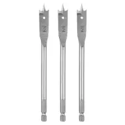 3Pcs Spade Drill Bit 1/2" Paddle Flat Bits Wood Hole Cutter Silver Tone
