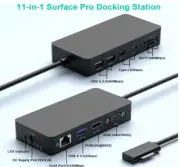 Dock Triple Display (4K HDMI +VGA), 11 in 1 Surface Pro Docking Station