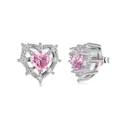 ANYCO Earrings 925 Silver Queen of Heart Diamond Earcuff Zirconia Studded Stylish For Women