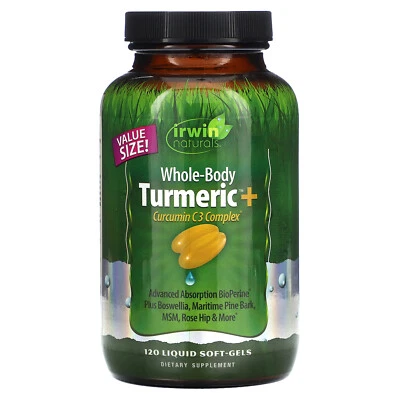 2 X Irwin Naturals, Whole-Body Turmeric + Curcumin C3 Complex, 120 Liquid Soft-G