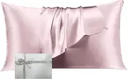 LINENOVA 100% Mulberry Silk Pillowcase for Hair and Skin, Both Sides 22 Momme Silk Queen Pillow Cover, Smooth Breathable Blush Pillow Case with Hidden Zipper, Gifts for Women 1 Pack(50 * 75cm)