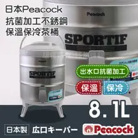 在飛比找PChome24h購物優惠-【Peacock】日本抗菌加工不銹鋼保溫保冷茶桶-中-8.1