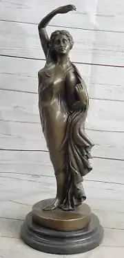 French Canova`s Seductive Muse: Large Bronze Sculpture Statue Handmade Decor