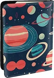 [GaxfjRu] Outer Space Planets Print Leather Passport Holder Covers Case, Waterproof Travel Wallet Passport Holder for Women Men, Black, One Size