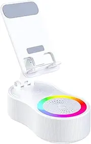 Wireless Induction Speaker | Portable Wireless Speaker with Charger,Adjustable Cell Phone Holder with Ambient LED Light for Desk Outdoor Travel Car