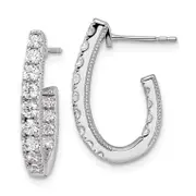 14k White Gold 1 Ct. Lab Grown Diamond VS/SI+ G+ In and Out J-Hoop Hoop Earrings