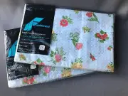 NOS Vintage Fieldcrest Percale Floral Twin Flat & Fitted Sheets Garden Party