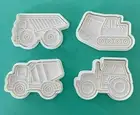 Dump Trucks Cookie Cutter Kids Play Doh Stamp Fondant Embosser Stamp Set