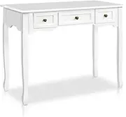 Artiss Console Table, Wood Side Hallway Tables Dressing Vanity Desk Drawers Home Bedroom Office Living Room Entryway Furniture, with 3 Drawer French Provincial Spacious Storage Space White