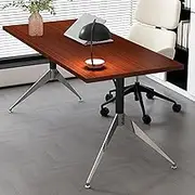 HOLGVE Small Conference Table, Rectangular Office Computer Desk, with Y-Shaped Metal Legs Meeting Table, Space Saving Design Desk for 4 People Training Seminar Table(Brown,39.3x19.6in/100x50cm)