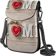 [FVQL] Crossbody Bag for Women, Purse, Messenger Bag, Shoulder Bag, wooden and heart pattern