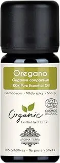 Aroma Tierra Oregano Essential Oil - 100% Pure Organic & Food Grade – For Cold, Digestion, Skin, Hair, Gums, Mouth, Diffuser- 10ml
